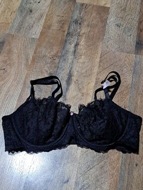 Victoria's Secret Dream Angels Push Up Without Pad. Unlined Bra 36D Black Lace